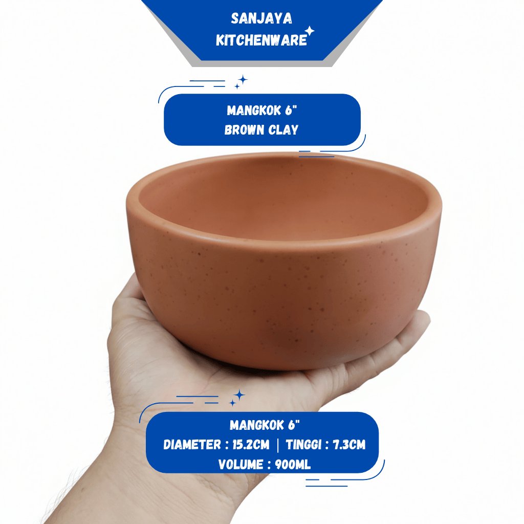 Mangkok Unik / Soto Keramik Porselen Design Warna Tanah Natural Volume 900ML | Sanjaya Kitchenware